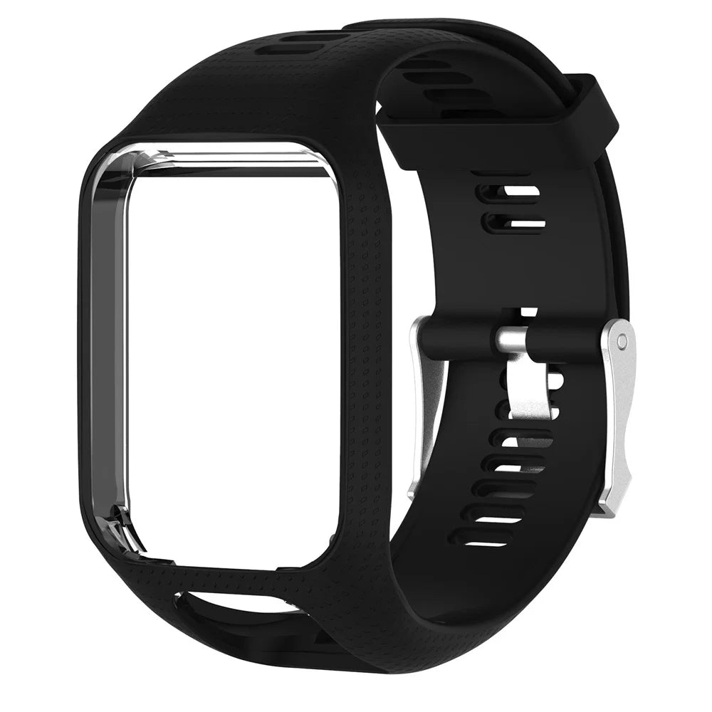 Soft Silicone Wrist Watch Band Replacement for TomTom Runner 2 / 3 - Black - 1
