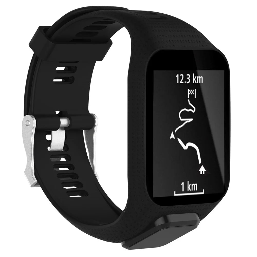 Soft Silicone Wrist Watch Band Replacement for TomTom Runner 2 / 3 - Black - 2