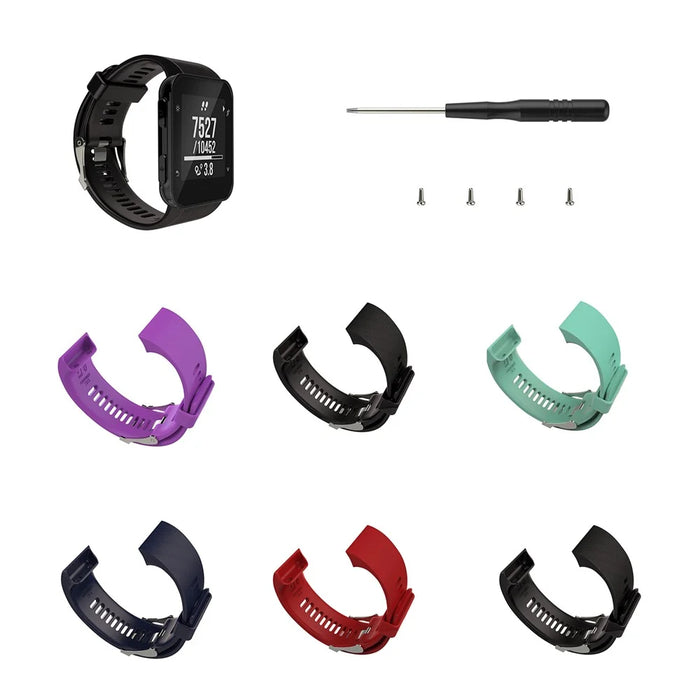 Flexible Silicone Watch Strap for Garmin Forerunner 35, Replacement Wrist Band with Adjustable Pin Buckle - Black - 6