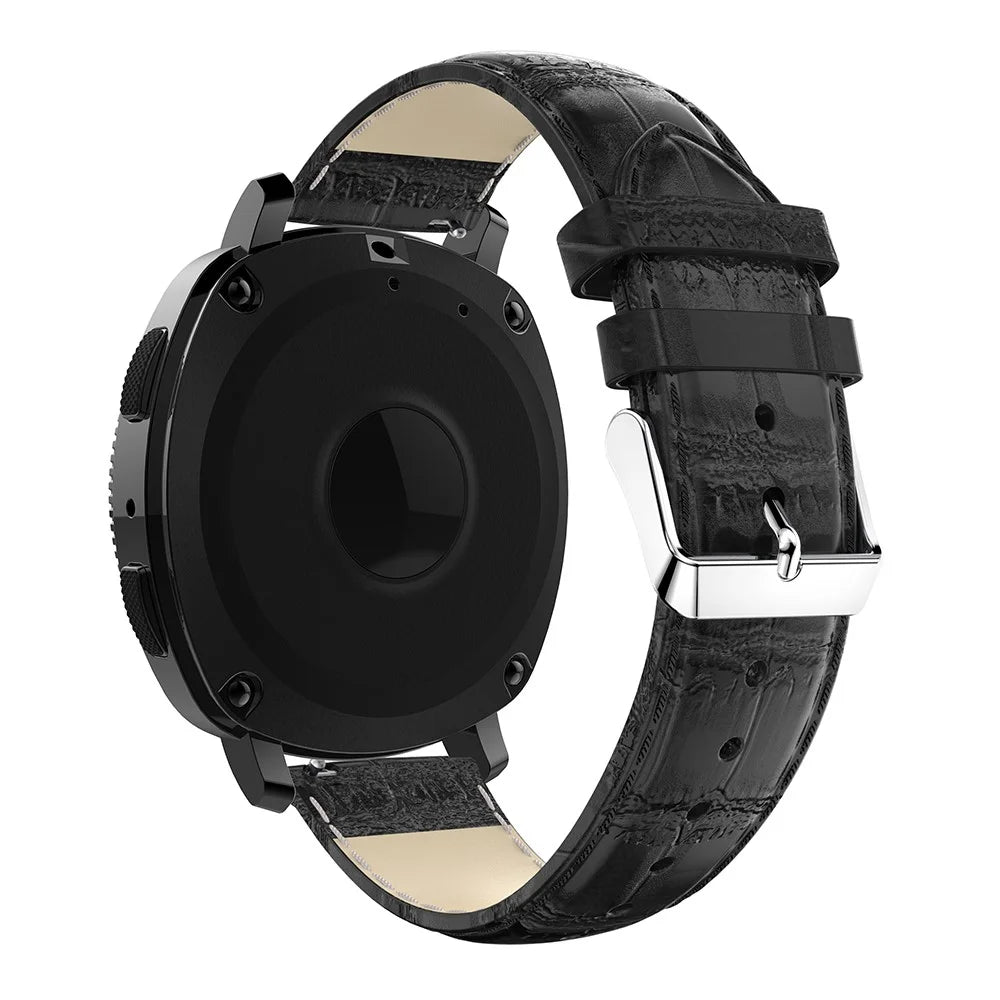 20mm Crocodile Texture Genuine Leather Watch Band for Samsung Galaxy Gear Sport - Black - 2