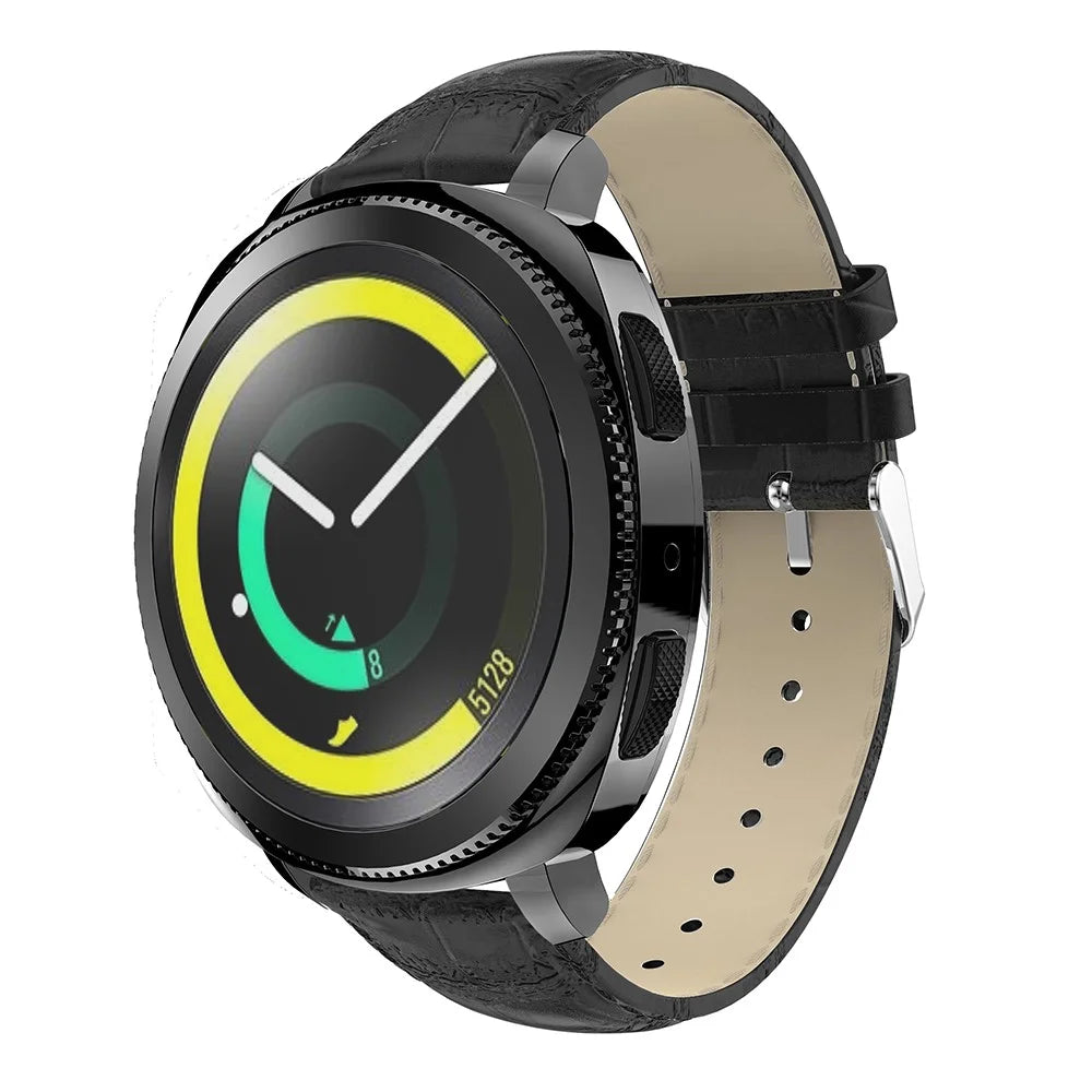 20mm Crocodile Texture Genuine Leather Watch Band for Samsung Galaxy Gear Sport - Black - 3