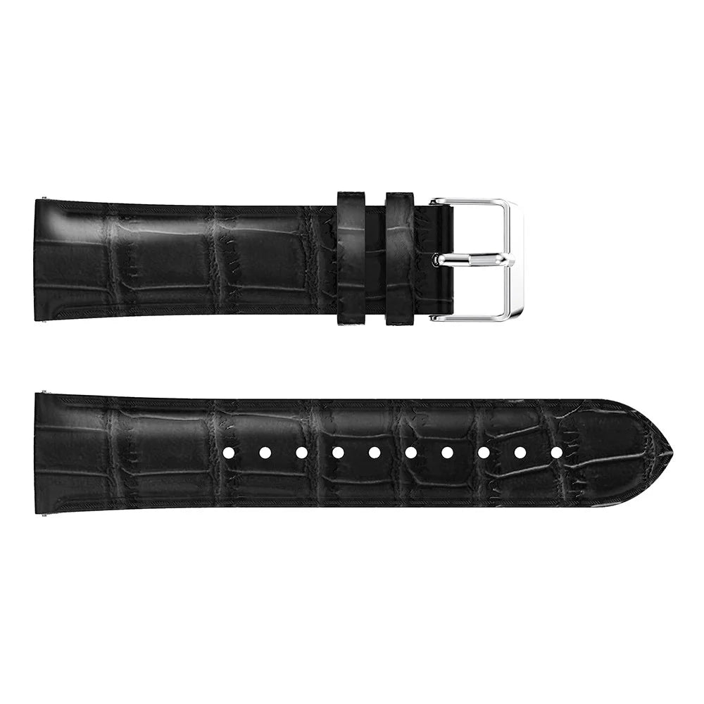 20mm Crocodile Texture Genuine Leather Watch Band for Samsung Galaxy Gear Sport - Black - 4