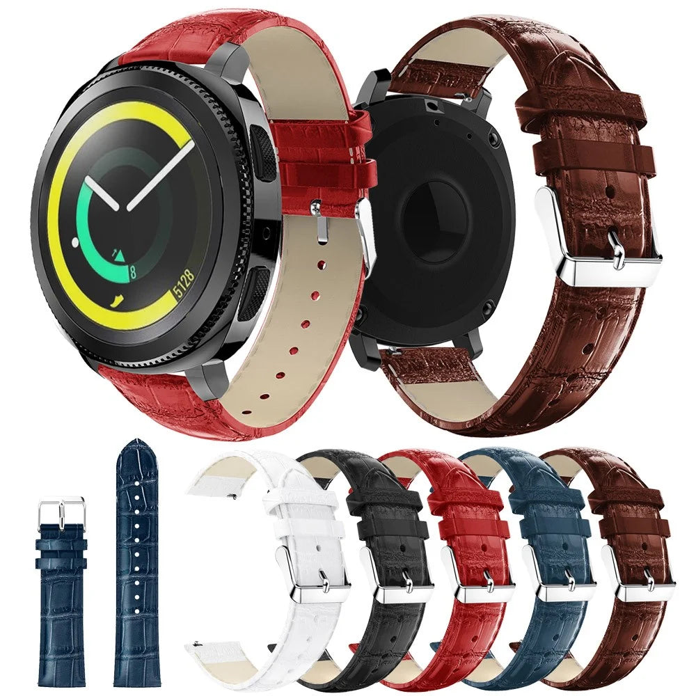 20mm Crocodile Texture Genuine Leather Watch Band for Samsung Galaxy Gear Sport - Black - 5