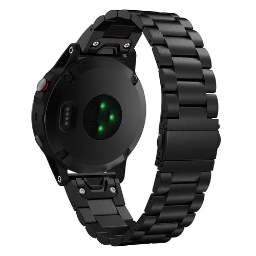 For Garmin Fenix5/Forerunner 935 22mm Stainless Steel Watchband Folding Clasp Wrist Strap Replacement - Black - 1