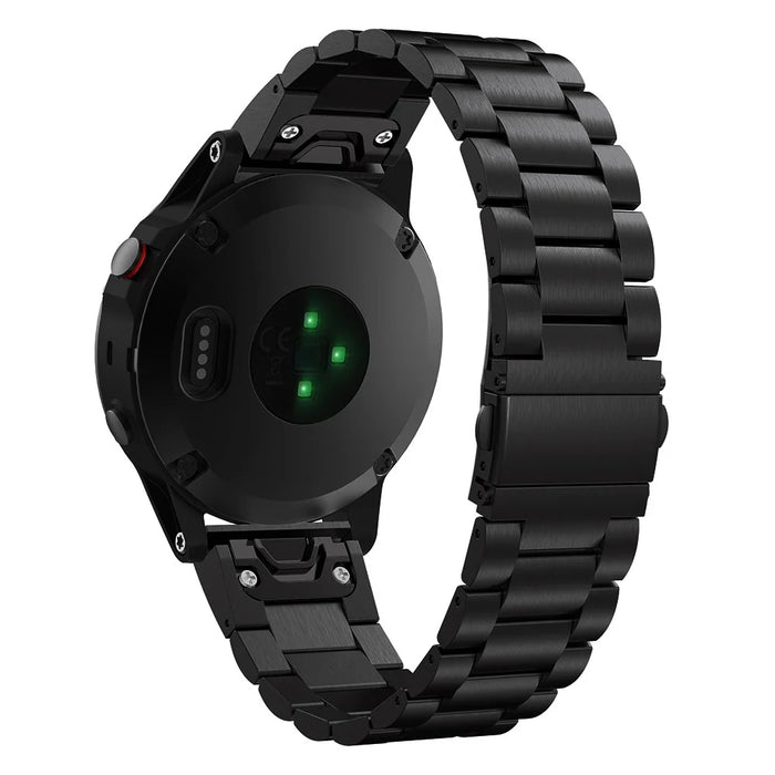 For Garmin Fenix5/Forerunner 935 22mm Stainless Steel Watchband Folding Clasp Wrist Strap Replacement - Black - 1