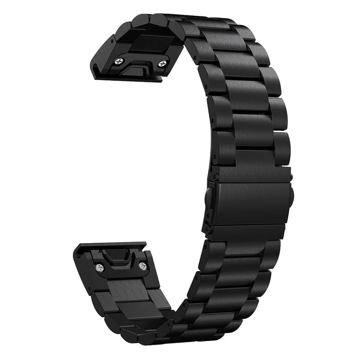 For Garmin Fenix5/Forerunner 935 22mm Stainless Steel Watchband Folding Clasp Wrist Strap Replacement - Black - 3
