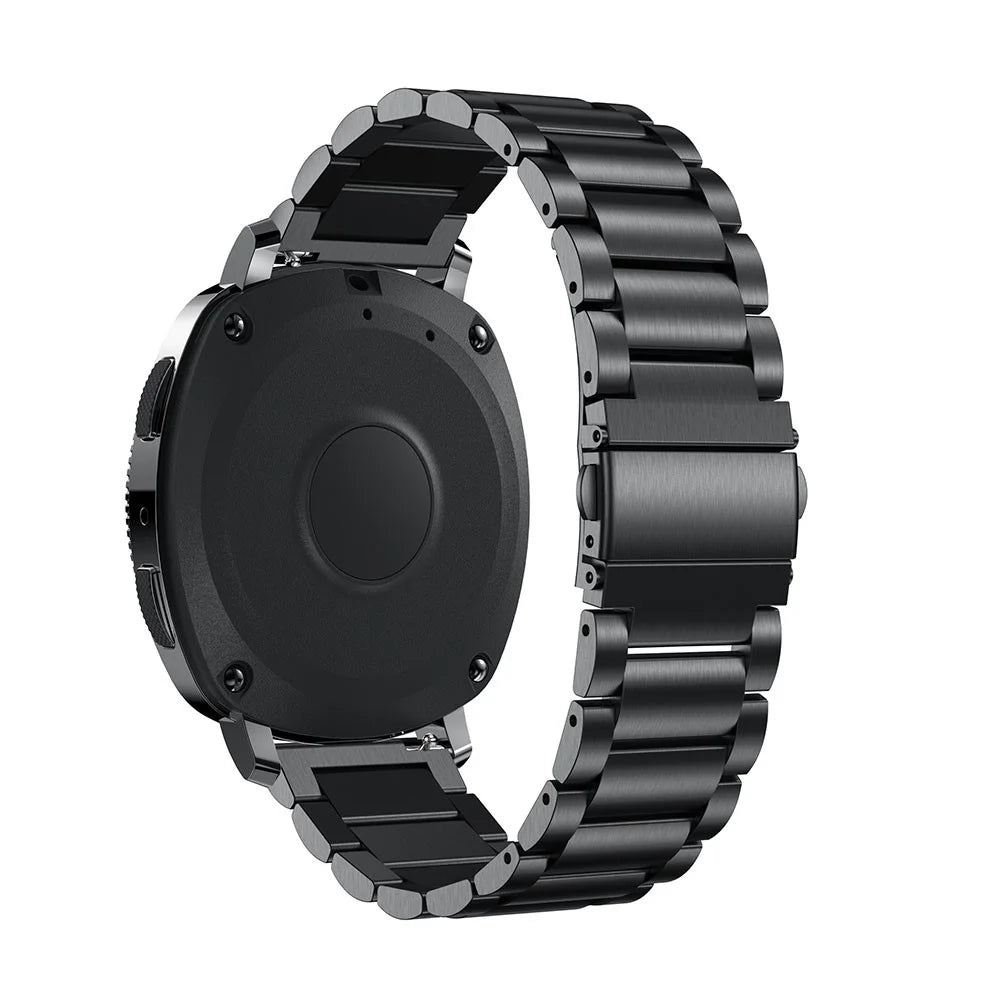 For Samsung Gear Sport 20mm Classic Stainless Steel Watch Band Three-bead Wrist Strap Replacement - Black - 2