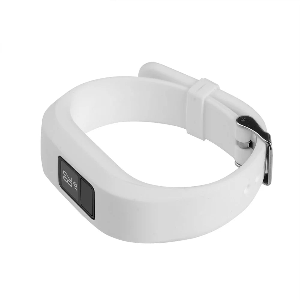 For Garmin Vivofit 3 Soft Silicone Watch Band Adjustable Replacement Strap - White - 4