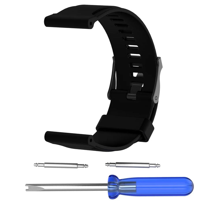 Silicone Watch Strap for Suunto Traverse with Spring Bars and Tool - Black - 1
