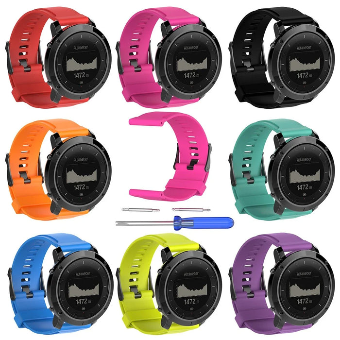 Silicone Watch Strap for Suunto Traverse with Spring Bars and Tool - Black - 4