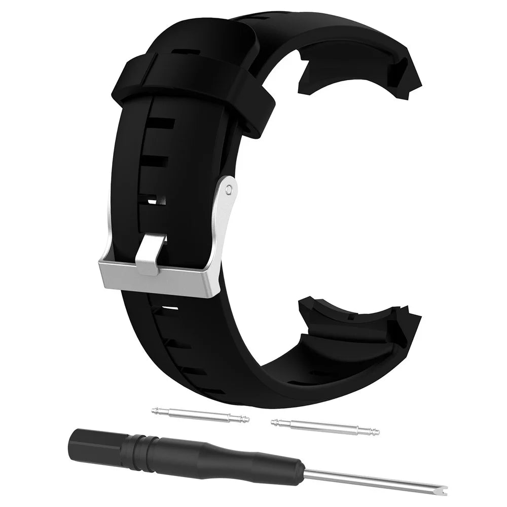 Silicone Watch Strap for Suunto Spartan Sport with Spring Bars and Tool - Black - 1