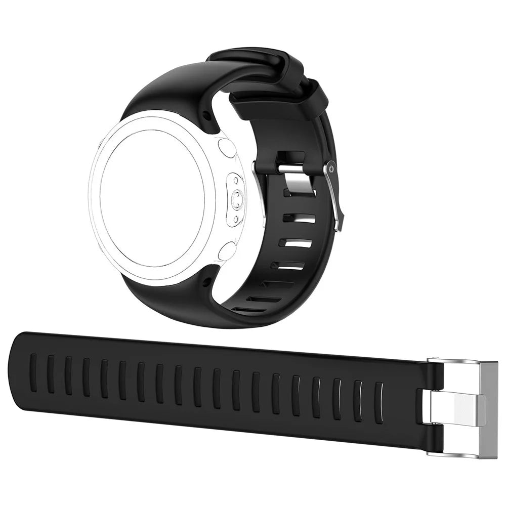 Flexible Silicone Watch Band Strap for Suunto D4i Novo Submersion Watch - Black - 1