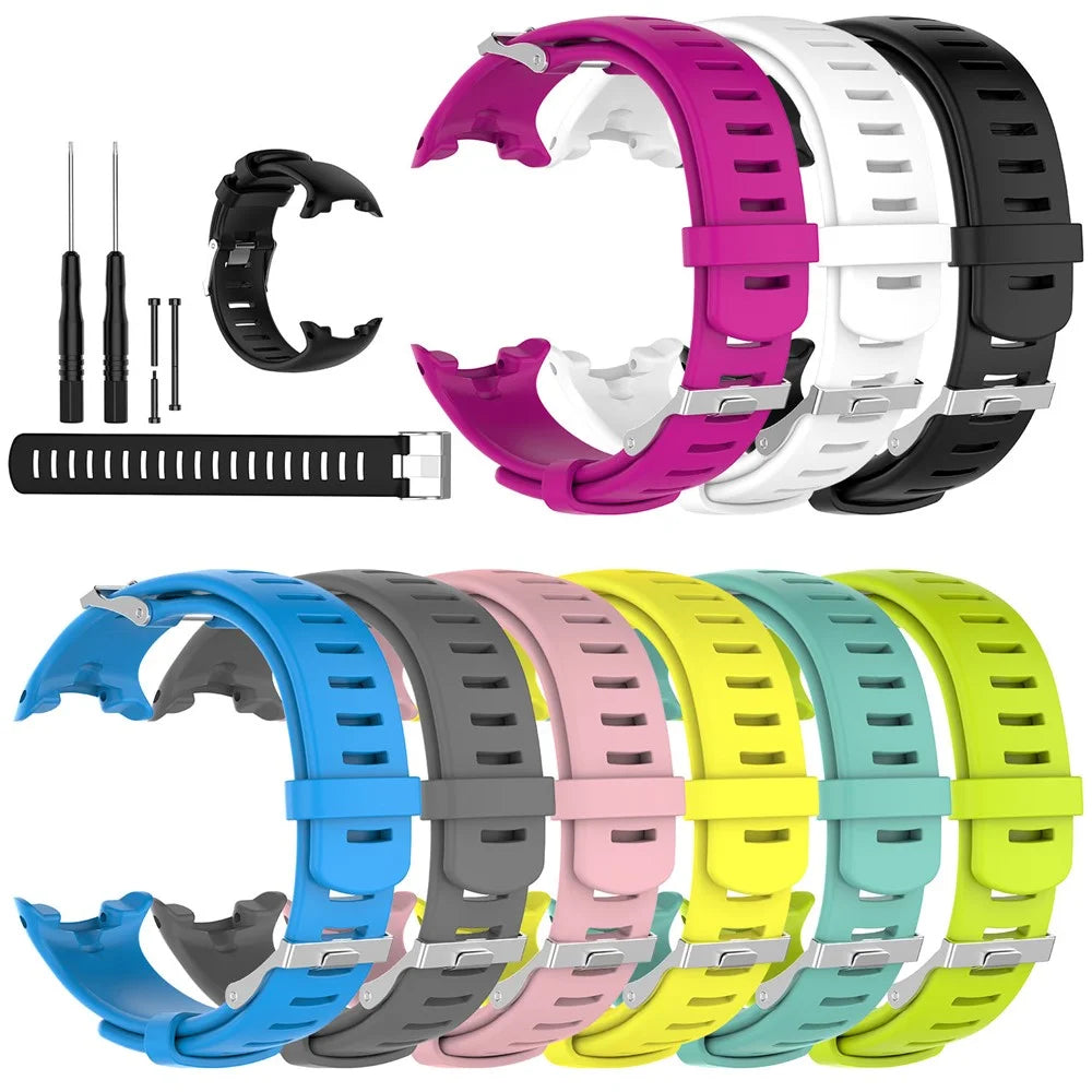 Flexible Silicone Watch Band Strap for Suunto D4i Novo Submersion Watch - Black - 5