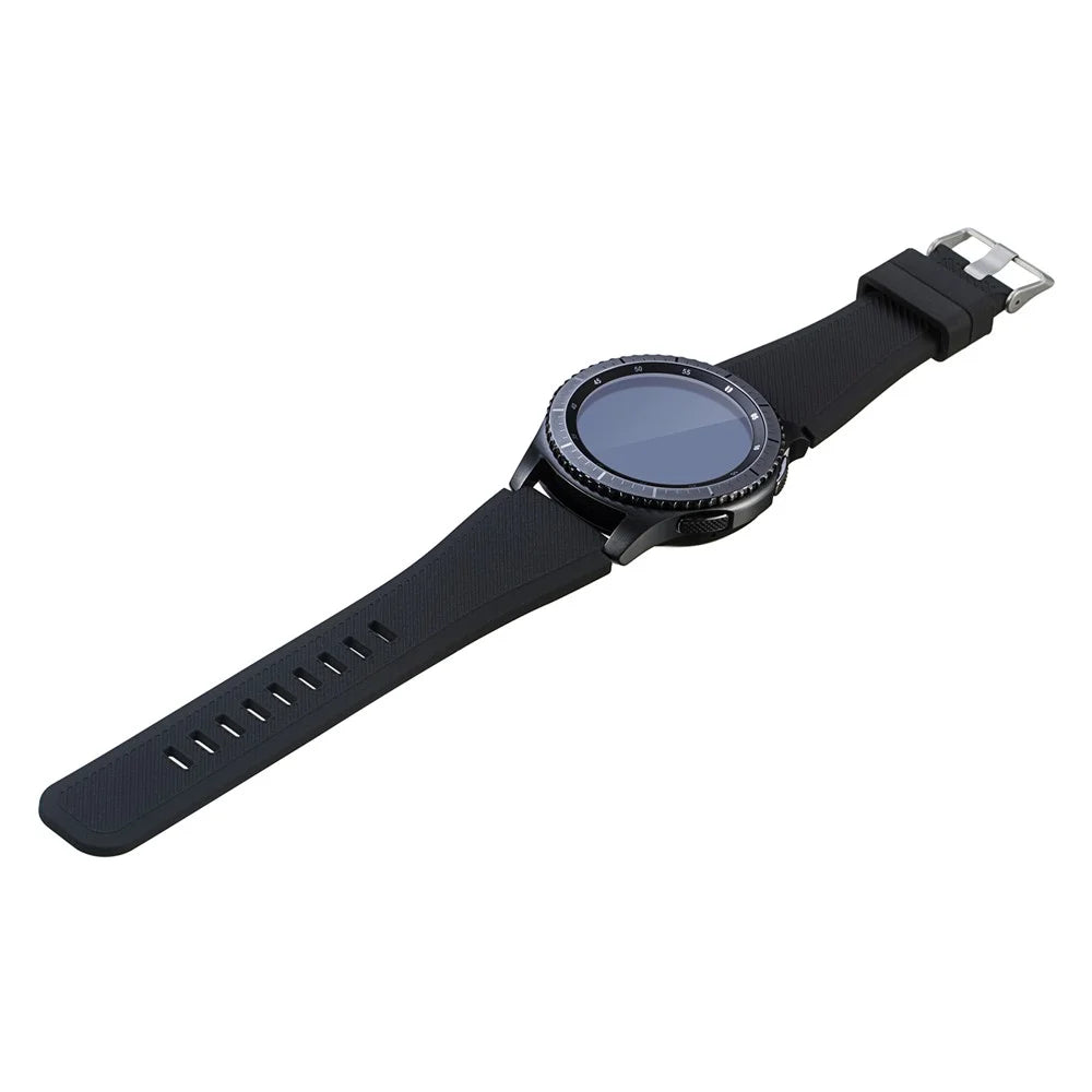 22mm Soft Sports Silicone Watch Strap, Length: 19cm for Samsung Gear S3 Frontier - Black - 4