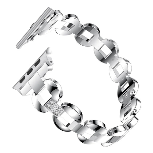 Diamonds Decor Loop Links Watch Strap Replacement for Apple Watch Series 11 10 42mm / 9 8 7 41mm / SE3 SE2 SE 6 5 4 40mm / 3 2 1 38mm - White Diamonds / Silver - 1