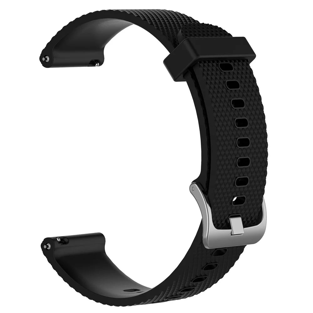 Soft Silicone Watch Strap for Garmin Vivoactive 3/Vivomove HR, Smart Watch Band Replacement (12.3+10.5cm) - Black - 1