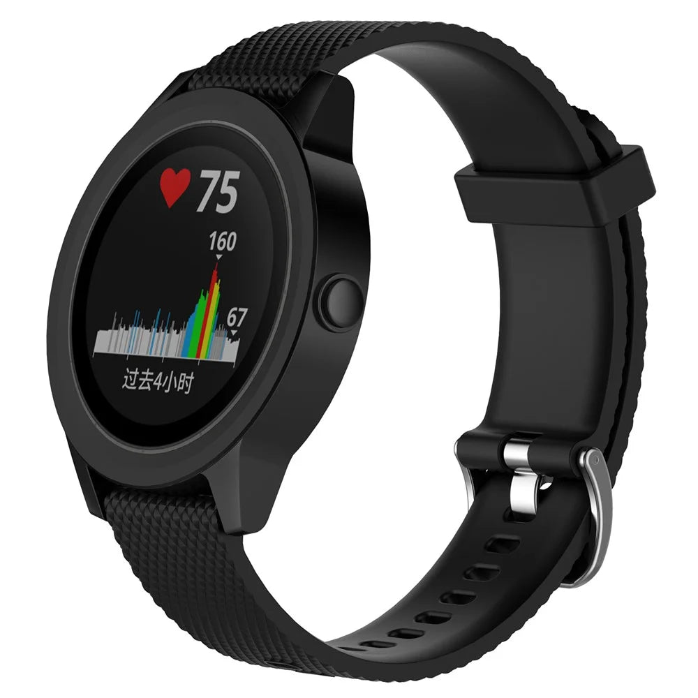 Soft Silicone Watch Strap for Garmin Vivoactive 3/Vivomove HR, Smart Watch Band Replacement (12.3+10.5cm) - Black - 2
