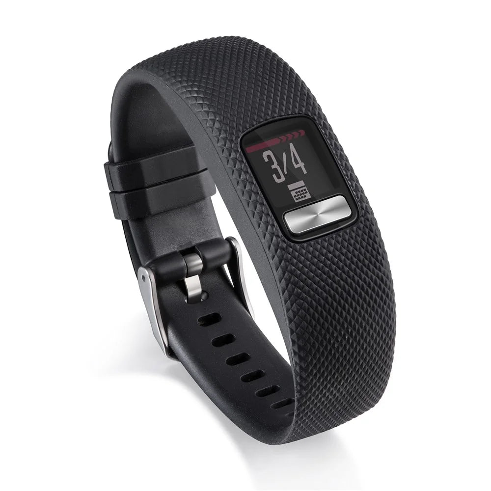 Lozenge Texture TPE+TPU Silicone Watch Strap for Garmin VivoFit 4 - Black - 1