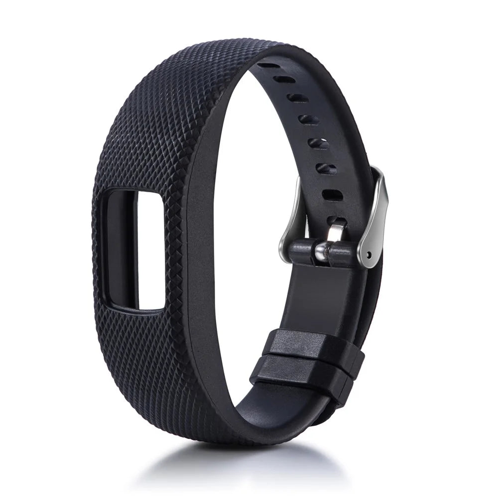 Lozenge Texture TPE+TPU Silicone Watch Strap for Garmin VivoFit 4 - Black - 2