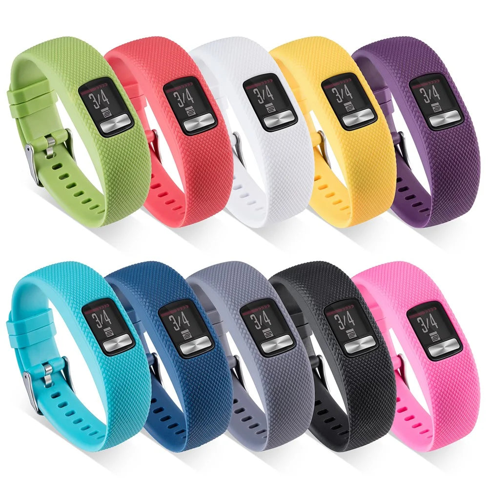 Lozenge Texture TPE+TPU Silicone Watch Strap for Garmin VivoFit 4 - Black - 6