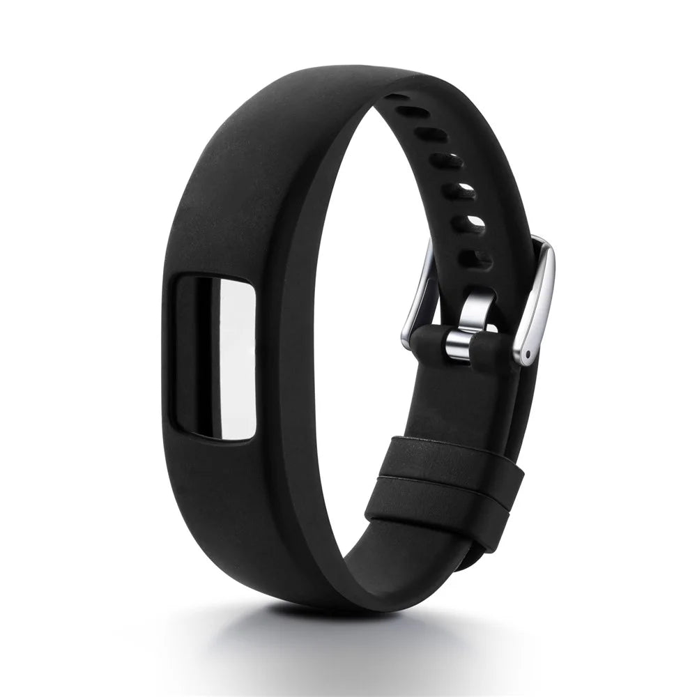 Soft Silicone Watch Strap Adjustable Wrist Band Bracelet for Garmin VivoFit 4, Length: 23cm - Black - 2