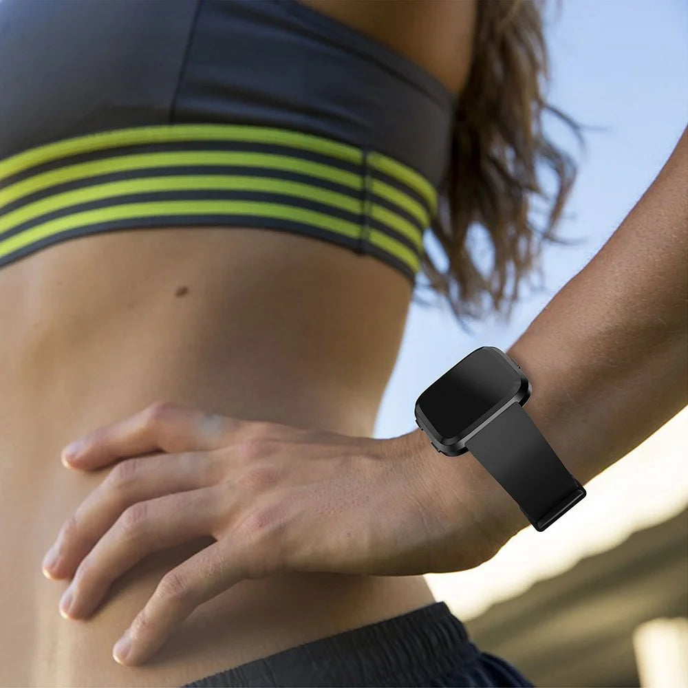 Adjustable Silicon Watch Wrist Band, Length: 102 + 95mm for Fitbit Versa - Black - 5