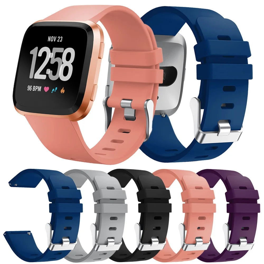 Adjustable Silicon Watch Wrist Band, Length: 102 + 95mm for Fitbit Versa - Black - 6