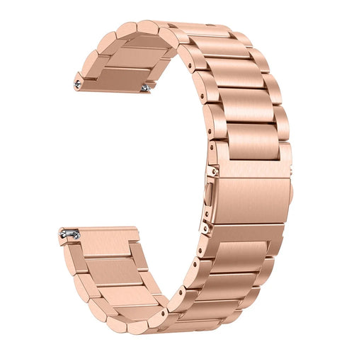 Solid Stainless Steel Watch Band for Fitbit Versa, Three-bead Wrist Strap Replacement - Rose Gold - 1