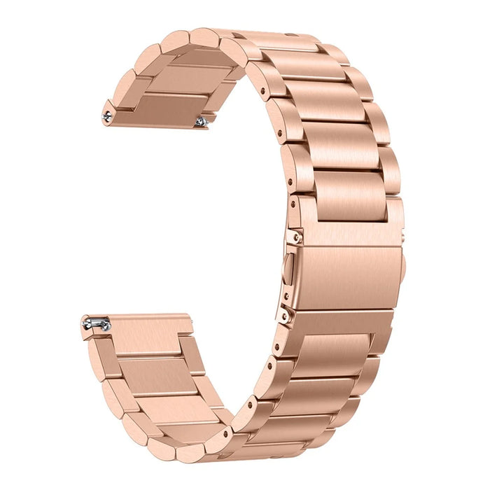 Solid Stainless Steel Watch Band for Fitbit Versa, Three-bead Wrist Strap Replacement - Rose Gold - 1
