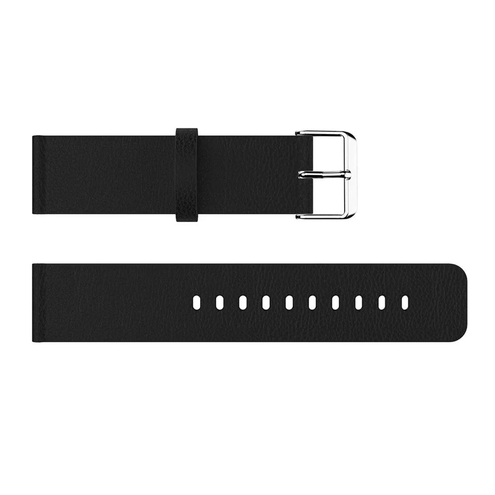For Fitbit Versa Litchi Texture Genuine Leather Watch Band Strap Replacement, Length: 115 + 85mm - Black - 3
