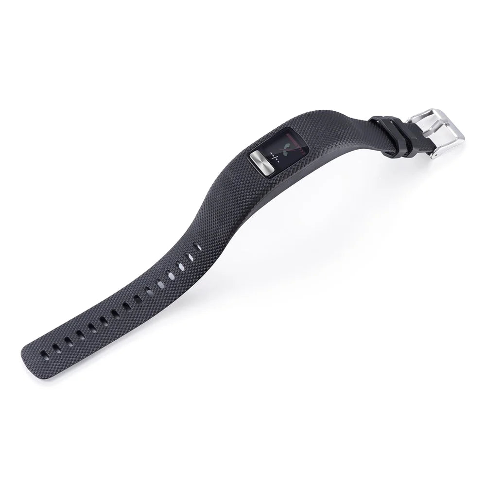 For Garmin Vivofit 4 Watch Band Flexible Lozenge Texture TPE+TPU Watch Strap - Size: S / Black - 4