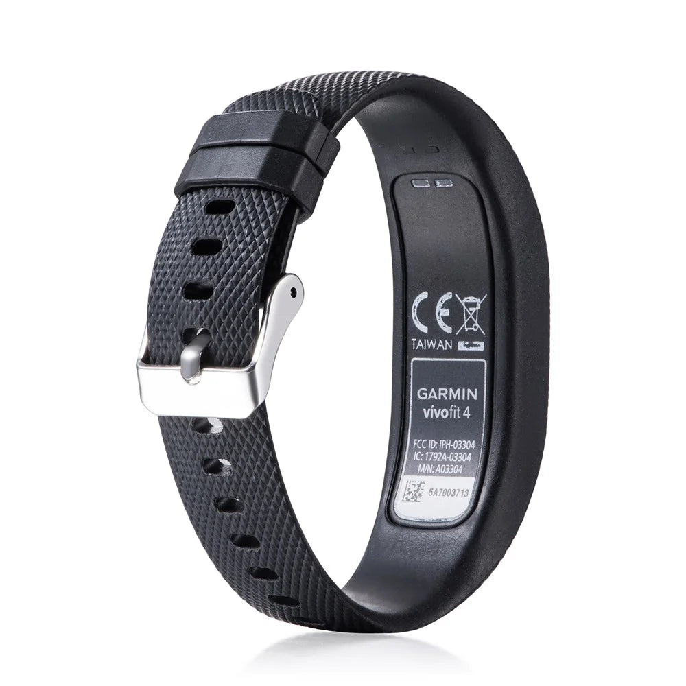 For Garmin Vivofit 4 Watch Band Flexible Lozenge Texture TPE+TPU Watch Strap - Size: S / Black - 5