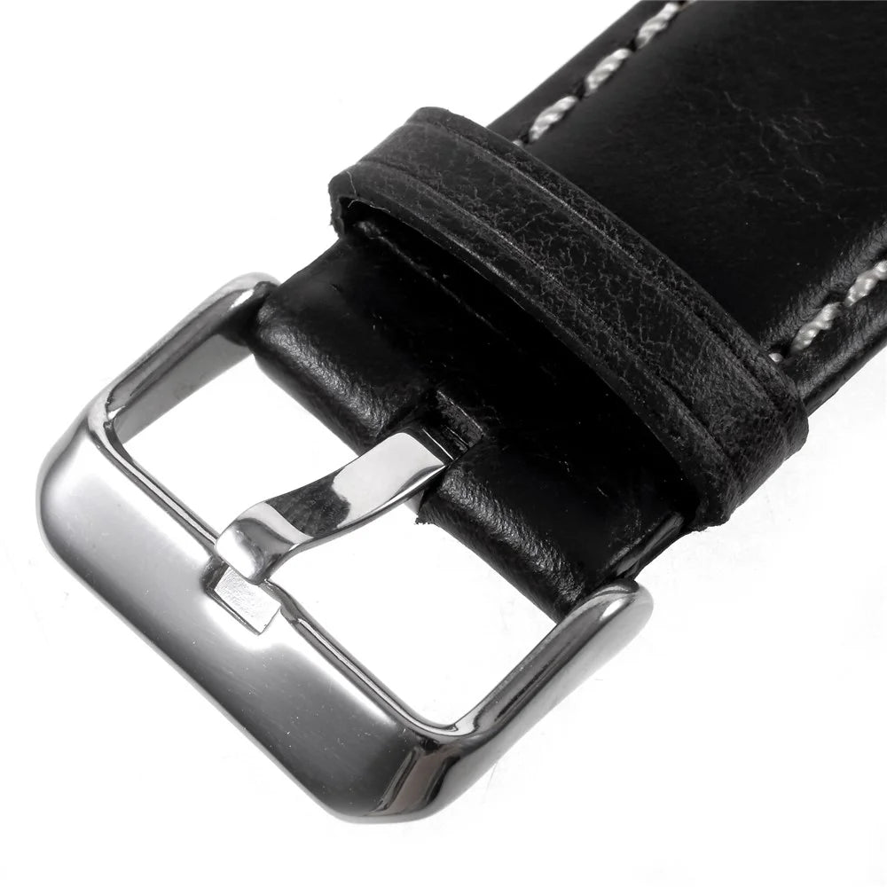 For Apple Watch Ultra 3 2 1 49mm / Series 11 10 46mm / 9 8 7 45mm / SE3 SE2 SE 6 5 4 44mm / 3 2 1 42mm Vintage Oil Wax Genuine Leather Watch Band - Black - 5