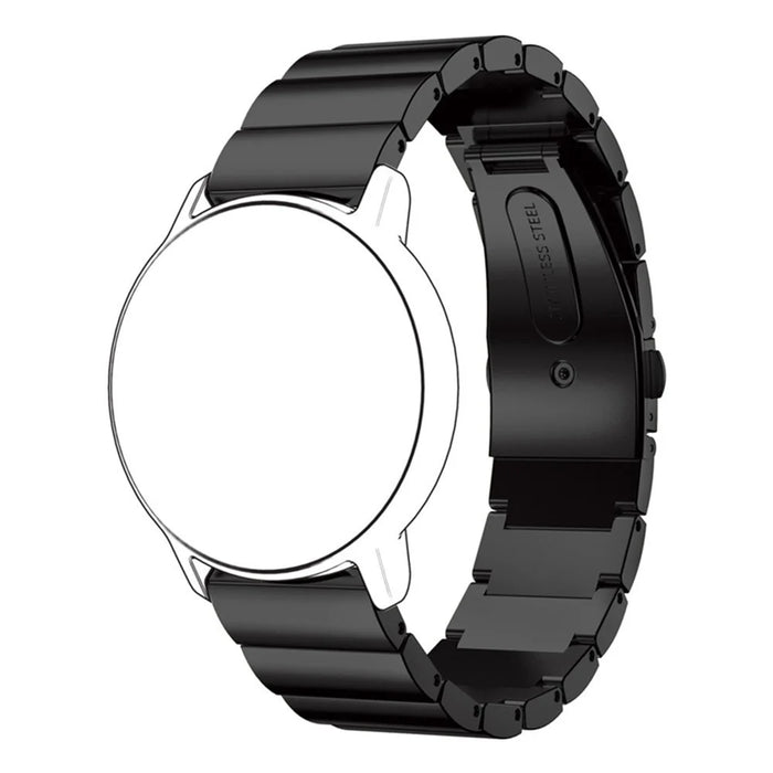20mm Stainless Steel Solid Chain Watch Strap Replacement with Folding Clasp for Huawei Watch 2 - Black - 1
