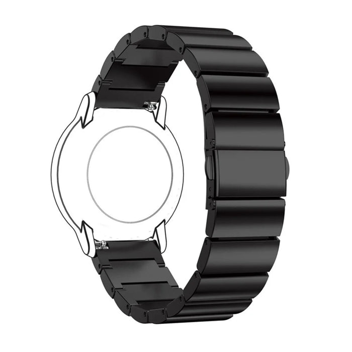 20mm Stainless Steel Solid Chain Watch Strap Replacement with Folding Clasp for Huawei Watch 2 - Black - 2