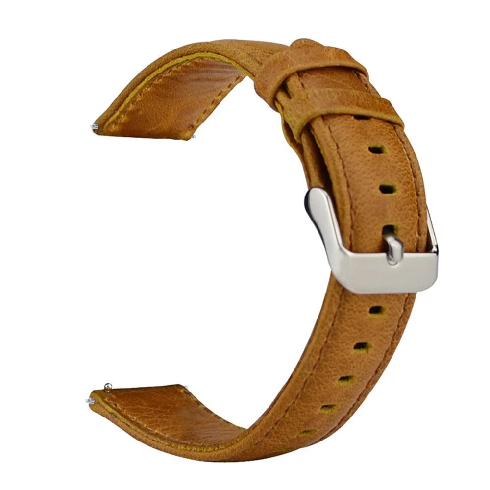 20mm Crazy Horse Genuine Leather Watch Band for Samsung Galaxy Watch4 Classic 46mm 42mm/Watch4 44mm 40mm/Huawei Watch 2 - Brown - 1