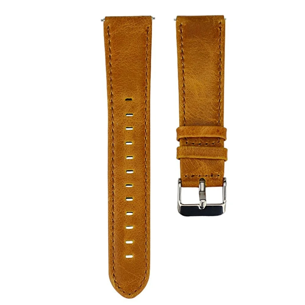 20mm Crazy Horse Genuine Leather Watch Band for Samsung Galaxy Watch4 Classic 46mm 42mm/Watch4 44mm 40mm/Huawei Watch 2 - Brown - 2