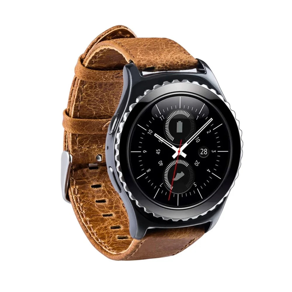20mm Crazy Horse Genuine Leather Watch Band for Samsung Galaxy Watch4 Classic 46mm 42mm/Watch4 44mm 40mm/Huawei Watch 2 - Brown - 3