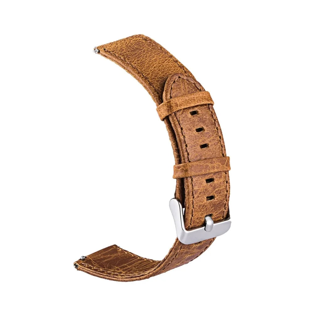 20mm Crazy Horse Genuine Leather Watch Band for Samsung Galaxy Watch4 Classic 46mm 42mm/Watch4 44mm 40mm/Huawei Watch 2 - Brown - 4