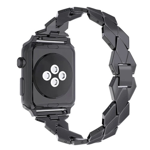 Rhombus Shaped Zinc Alloy Watch Band Replacement for Apple Watch Series 11 10 42mm / 9 8 7 41mm / SE3 SE2 SE 6 5 4 40mm / 3 2 1 38mm - Black - 1