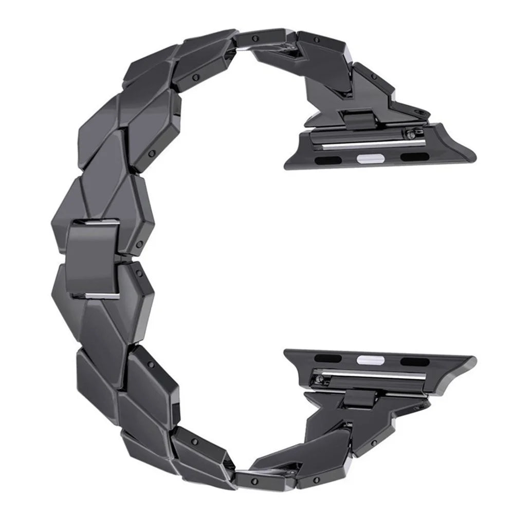 Rhombus Shaped Zinc Alloy Watch Band Replacement for Apple Watch Series 11 10 42mm / 9 8 7 41mm / SE3 SE2 SE 6 5 4 40mm / 3 2 1 38mm - Black - 3