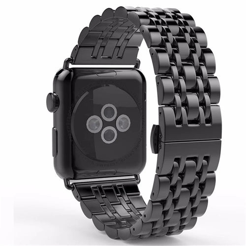 Classic Seven Beads Stainless Steel Watch Band for Apple Watch Ultra 3 2 1 49mm / Series 11 10 46mm / 9 8 7 45mm / SE3 SE2 SE 6 5 4 44mm / 3 2 1 42mm - Black - 1