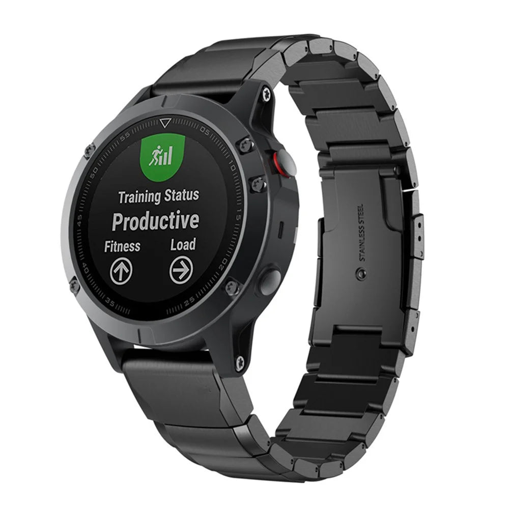 For Garmin Fenix 6 / 5 Stainless Steel Watch Strap Replacement Wrist Band - Black - 2