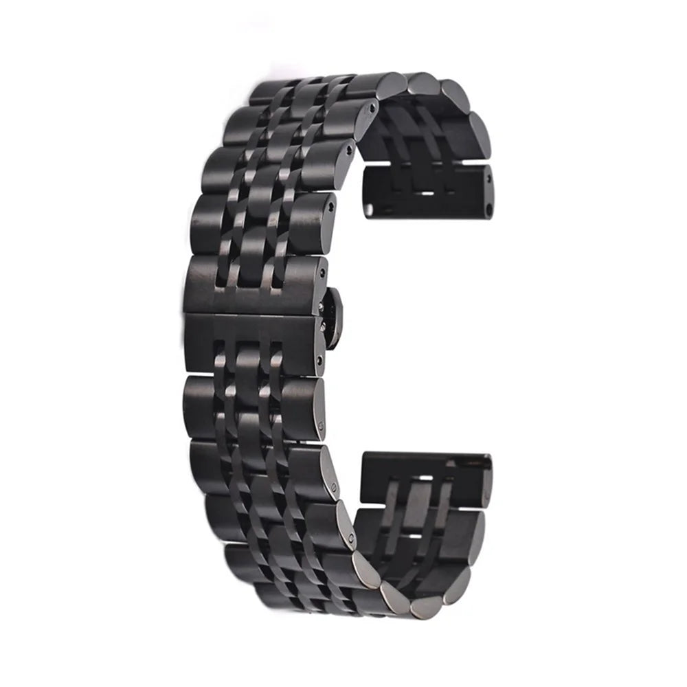 For Samsung Gear S3 Frontier  /  S3 Classic 7 Beads Stainless Steel Watch Band Fold Buckle Watch Straps Replacement - Black - 1