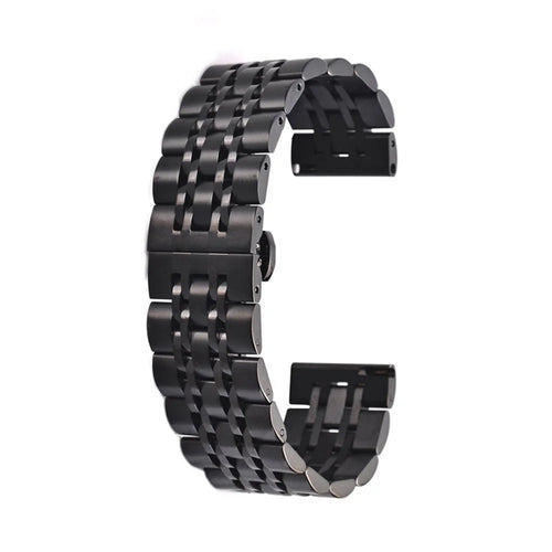 For Samsung Gear S3 Frontier  /  S3 Classic 7 Beads Stainless Steel Watch Band Fold Buckle Watch Straps Replacement - Black - 1
