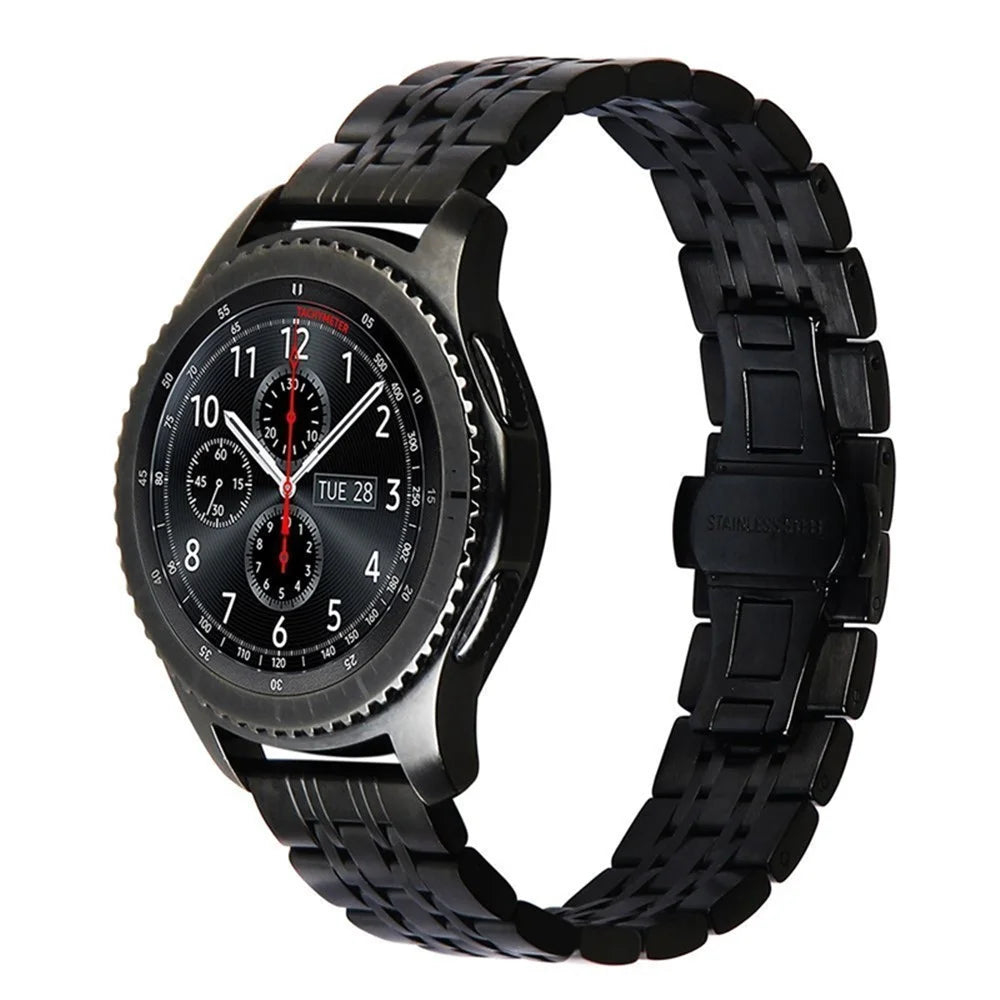 For Samsung Gear S3 Frontier  /  S3 Classic 7 Beads Stainless Steel Watch Band Fold Buckle Watch Straps Replacement - Black - 2