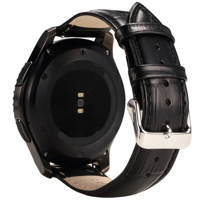 22mm Crocodile Texture PU Leather Watch Strap for Samsung Gear S3 Frontier / S3 Classic - Black - 1