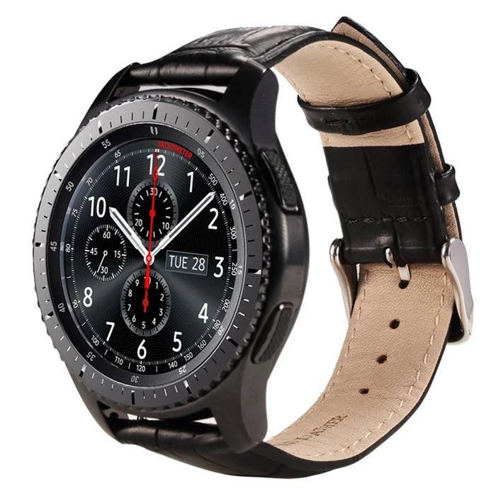 22mm Crocodile Texture PU Leather Watch Strap for Samsung Gear S3 Frontier / S3 Classic - Black - 3