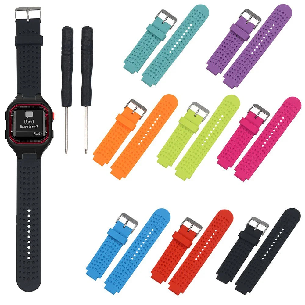 Men Silicone Watch Sport Strap with Installation Tools for Garmin Forerunner 25 - Black - 4