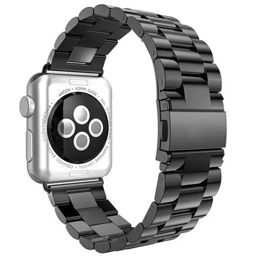 Luxury Three Beads Stainless Steel Watch Strap for Apple Watch Ultra 3 2 1 49mm / Series 11 10 46mm / 9 8 7 45mm / SE3 SE2 SE 6 5 4 44mm / 3 2 1 42mm - Black - 1